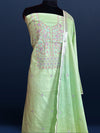 Gulmohar Slub Linen Pista Green Unstitched Suit