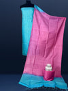 Handdyed Katan Silk Blue & Pink Contrast Suit