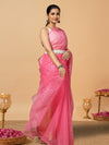 Lively Kota Doria Cotton Bel Embroidery Pink Saree Handdyed