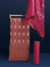 Katan Silk Embroidered Brown & Maroon Suit