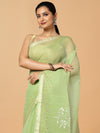 Vibrant Kota Doria Cotton Bel Embroidery Green Saree Handdyed