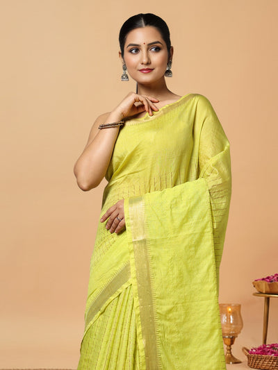 Handcrafted Kota Silk Golden Poppy Yellow Plain Saree