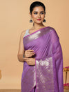 Expressive Banarasi Silk Linen Handloom Purple Saree