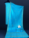 Katan Silk Striking Blockprint Blue Suit