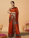 Glowing Maheshwari Pure Silk Butta Body Orange Saree