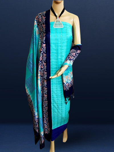 Katan Silk Inspiring Blockprint Blue Suit