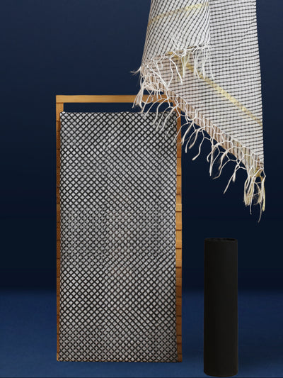 Lehariya Kota Doria White & Black Suit (Top+Dupatta+Bottom)