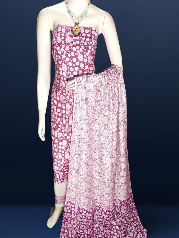 Katan Silk Kinetic Blockprint Violet Suit