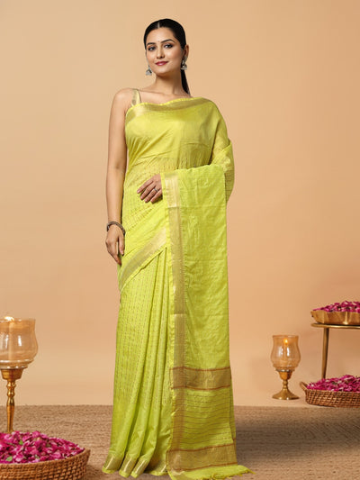 Handcrafted Kota Silk Golden Poppy Yellow Plain Saree