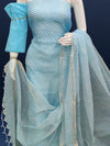 Lehariya Kota Doria Light Blue Suit (Top+Dupatta+Bottom)