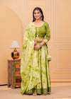 Indiehaat | Blockprinted Green Lehanga Choli Set