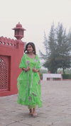 Organza Stitched Suit Pista Green Color Hand painted - IndieHaat