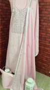 Gulmohar Slub Linen Rose Pink Unstitched Suit