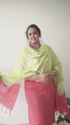 Katan Silk Suit Piece Red and Green Color with Bottom and Dupatta-Indiehaat