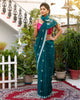 Pure Cotton Saree Myrtle Green Color with running blouse-Indiehaat