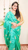 Silkmark Certified Pure Tussar Silk Embroidered Saree Green Color with Embroidery Color running Blouse (Tussar by Tussar)-Indiehaat