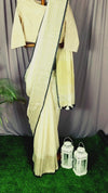 Pure Khadi Linen Saree White