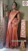 Silkmark Certified Moonga Tussar Silk Embroidered Peach Saree with Running Blouse-Indiehaat