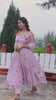 Organza Stitched Suit Pink Color Hand painted - IndieHaat