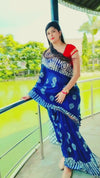 Batik Blockprinted Kota Silk Saree Midnight Blue