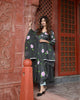 Organza Stitched Suit Black Color Hand painted - IndieHaat