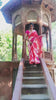 Cotton Linen Saree Pink & Red Color Shibori Hand Dyed with running blouse - IndieHaat