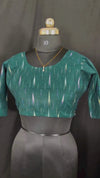 Pure Cotton Blouse Green Color Ikkat Design - IndieHaat