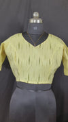 Pure Cotton Blouse Yellow Color Ikkat Design - IndieHaat