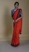 Delightful Pure Handloom Mul Cotton Red Saree