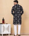 Indiehaat | Royal Reflection BlockPrinted Cotton Kurta Pyjama Matte Black