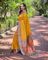 Indiehaat | Paithani Silk Yellow Zari Weaving Saree