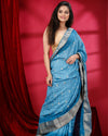 Indiehaat | Pure Silk Bandhini Bandhej Blue Saree