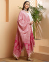 Indiehaat | Katan Silk Blockprint Dupatta Pink