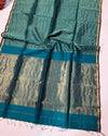 Indiehaat | Handloom Maheshwari Green Tissue Silk Saree