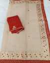 Indiehaat | Kota Cotton Jugnu Checks Gota Patti White Saree