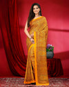 Indiehaat | Kashmiri Silk Yellow Printed Saree