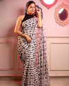 Indiehaat | Mul Cotton Printed Saree Black & White