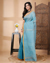 Tissue Silk Blue Saree Plain Running Blouse | Indiehaat