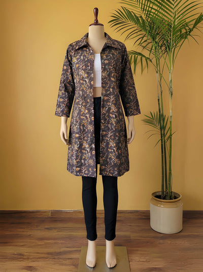 Avaran Roop Pure Cotton Blockprint Winter Jacket Mocha Brown