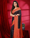 Indiehaat | Banarasi Khaddi Georgette Black & Red Saree