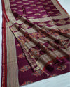 Indiehaat | Chanderi Silk Ajrakh Print Saree Red
