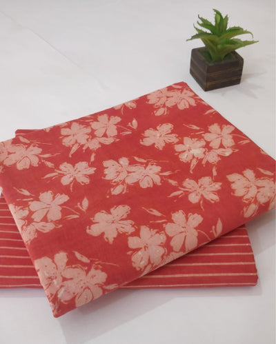 Indiehaat | Blockprinted Cotton Suit (Top & Bottom) Peach