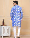 Indiehaat | Royal Reflection BlockPrinted Cotton Kurta Pyjama Serene Blue