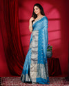 Indiehaat | Pure Silk Bandhini Bandhej Blue Saree