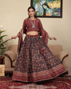 Indiehaat | BlockPrinted Maroon & Blue Lehanga Choli Set