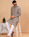 Indiehaat | BlockPrinted Cotton Kurta Pyjama Beige