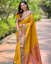 Indiehaat | Paithani Silk Zari Woven Contrast Yellow Saree