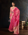 Indiehaat | Organza Silk Weaving Pink Saree | Stunning