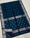 Indiehaat |Handloom Maheshwari Silk Blue Saree