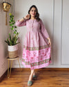 Indiehaat | Blockprinted Cotton Long Dress Pink